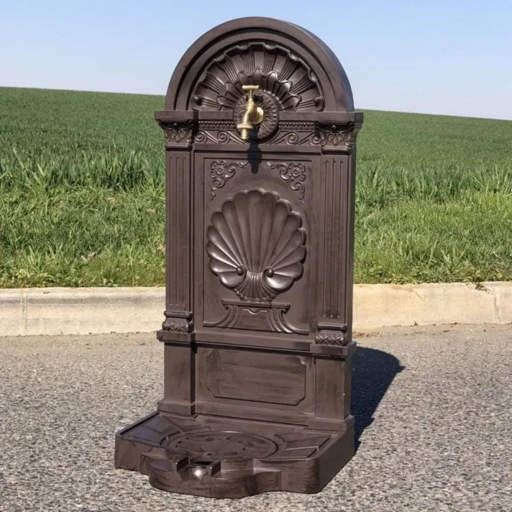 Illustration numéro 3 du produit Fontaine de jardin extérieur en fonte aluminium marron 42 x 32 x 84cm