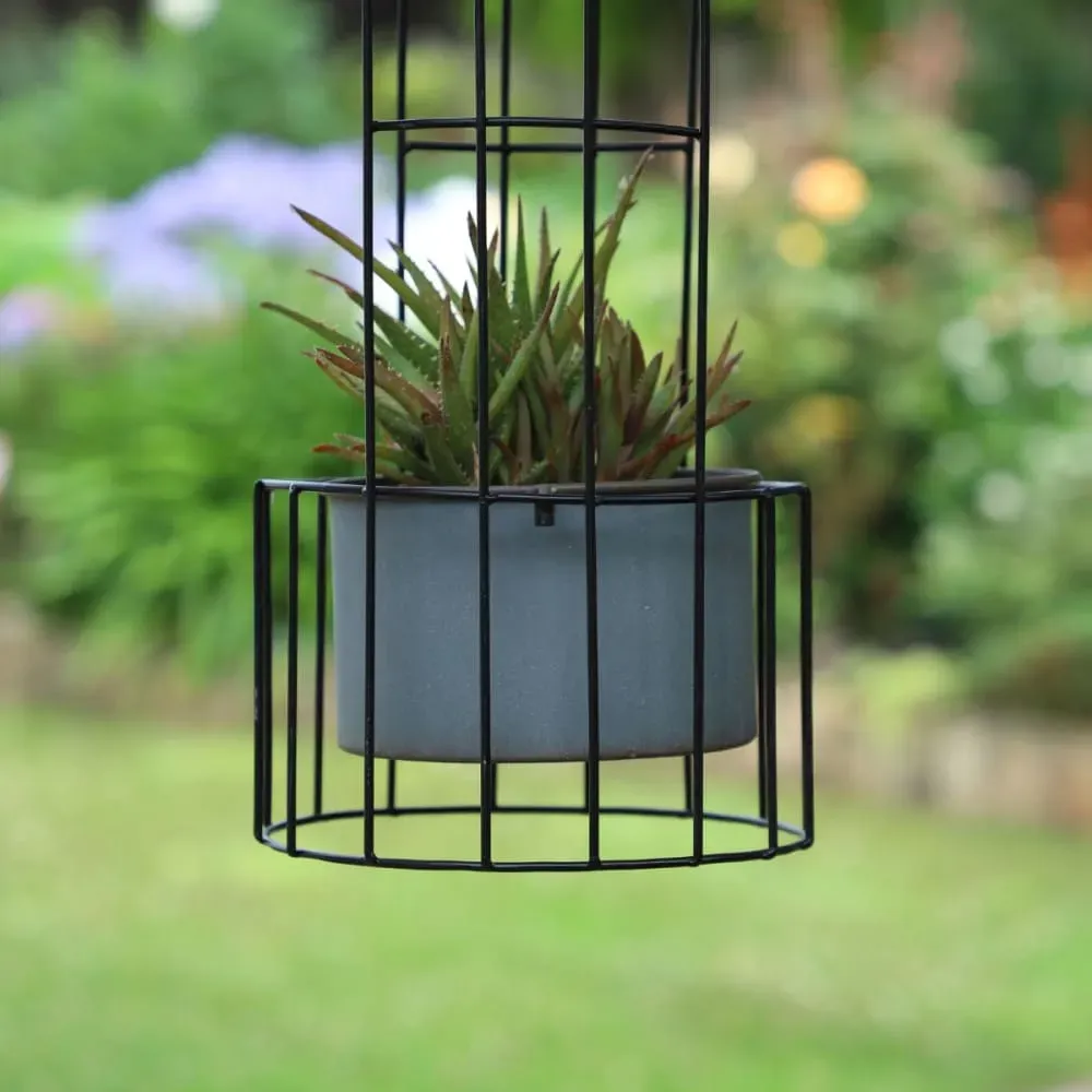Illustration numéro 3 du produit ~ Set de 2 cages en métal gris Ht.53 68 cm