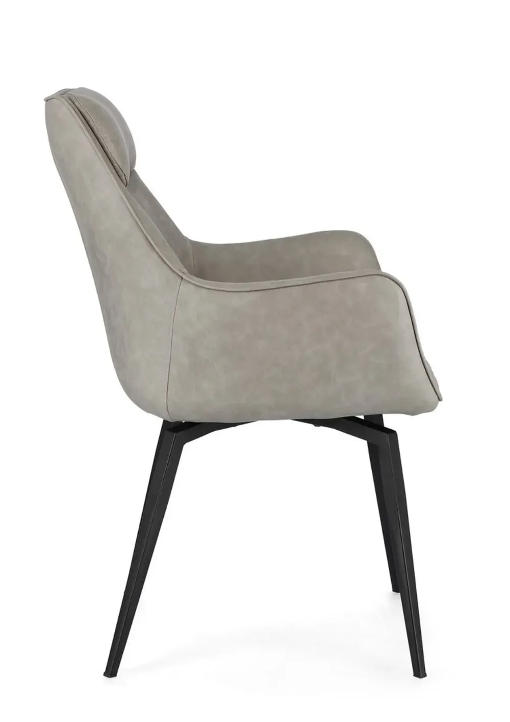 Illustration numéro 3 du produit Ensemble 4 petits fauteuils simili cuir gris tourterelle,pieds noirs
