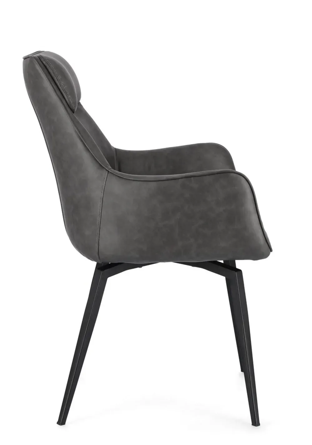 Illustration numéro 3 du produit Ensemble de 2 fauteuils en simili cuir anthracite, pieds noirs