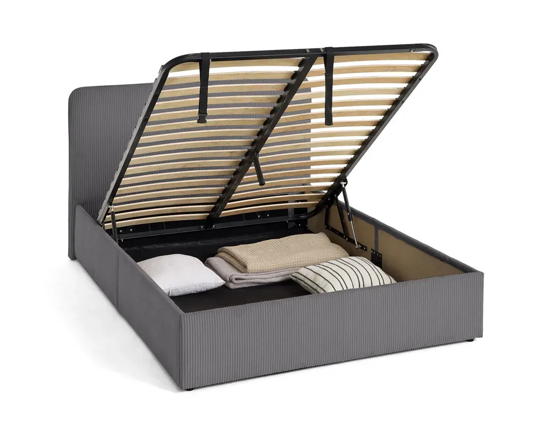 Illustration numéro 3 du produit Lit coffre en Velours côtelé 140x190 cm gris anthracite