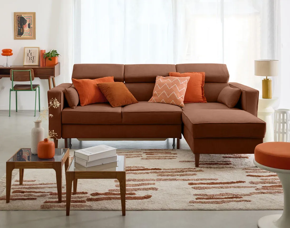 Illustration numéro 3 du produit Canapé d'angle réversible convertible 4 places en tissu texturé