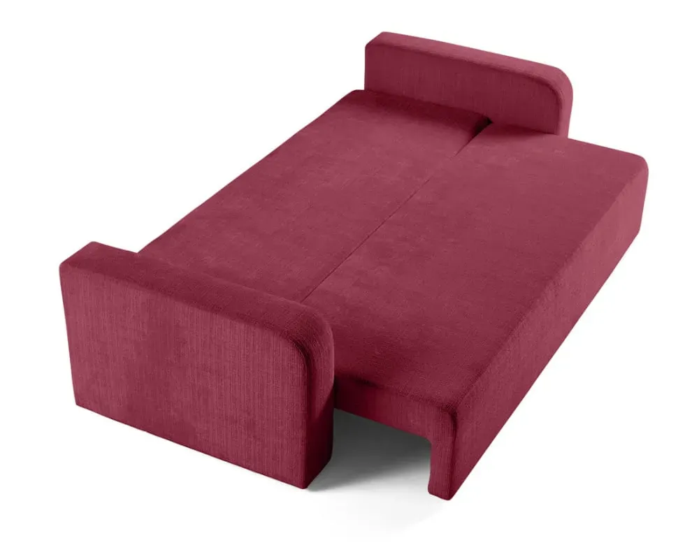 Illustration numéro 3 du produit Canapé droit convertible 3 places en velours texturé prune