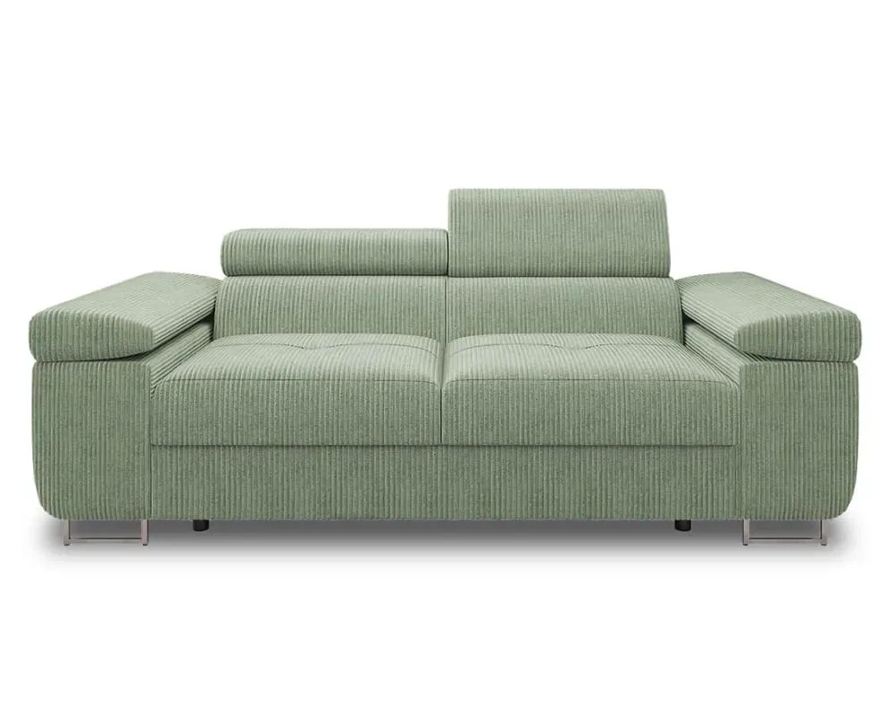 Illustration numéro 3 du produit Canapé droit 2 places en velours côtelé vert sauge