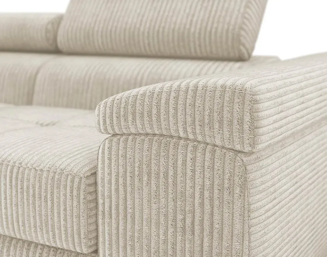 Illustration numéro 3 du produit Canapé droit 2 places en velours côtelé beige