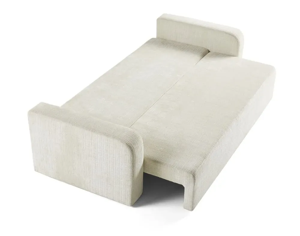 Illustration numéro 3 du produit Canapé droit convertible 3 places en velours texturé beige