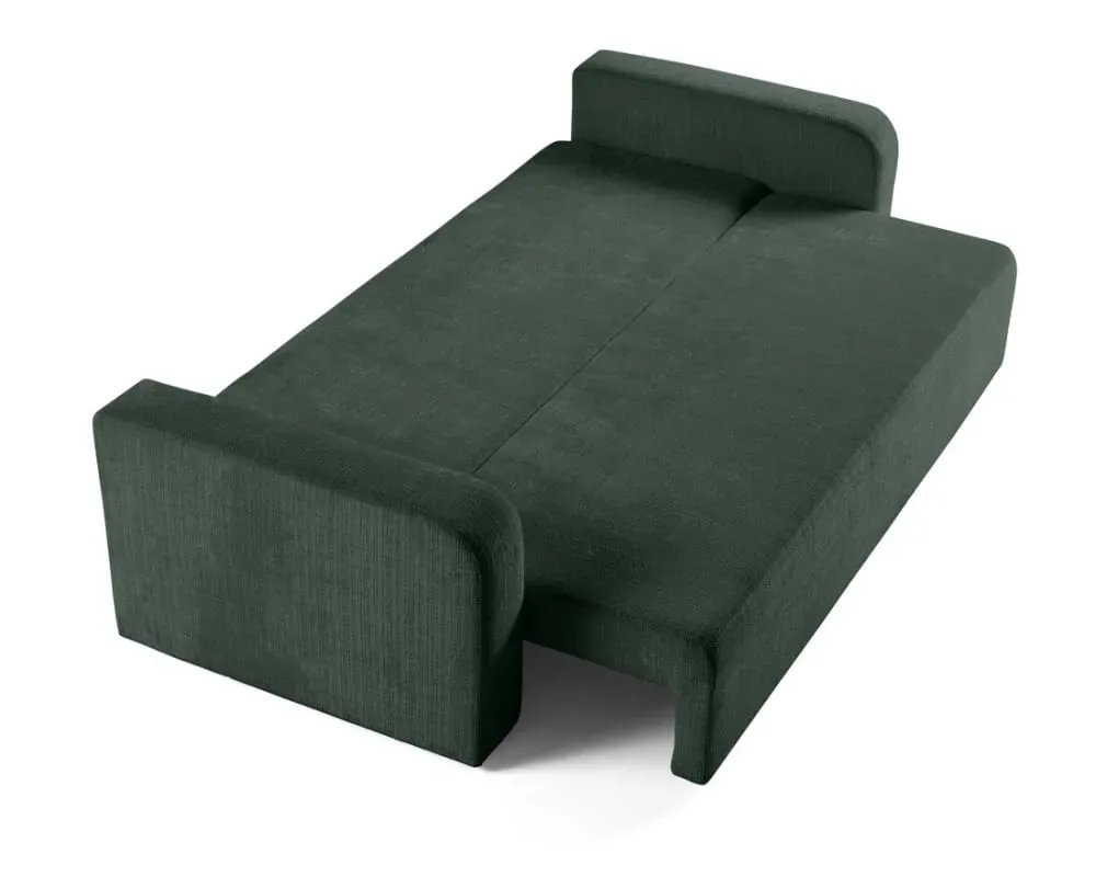 Illustration numéro 3 du produit Canapé droit convertible 3 places en velours texturé vert