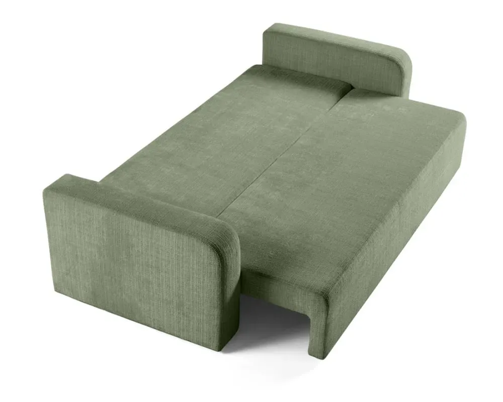 Illustration numéro 3 du produit Canapé droit convertible 3 places en velours texturé vert sauge