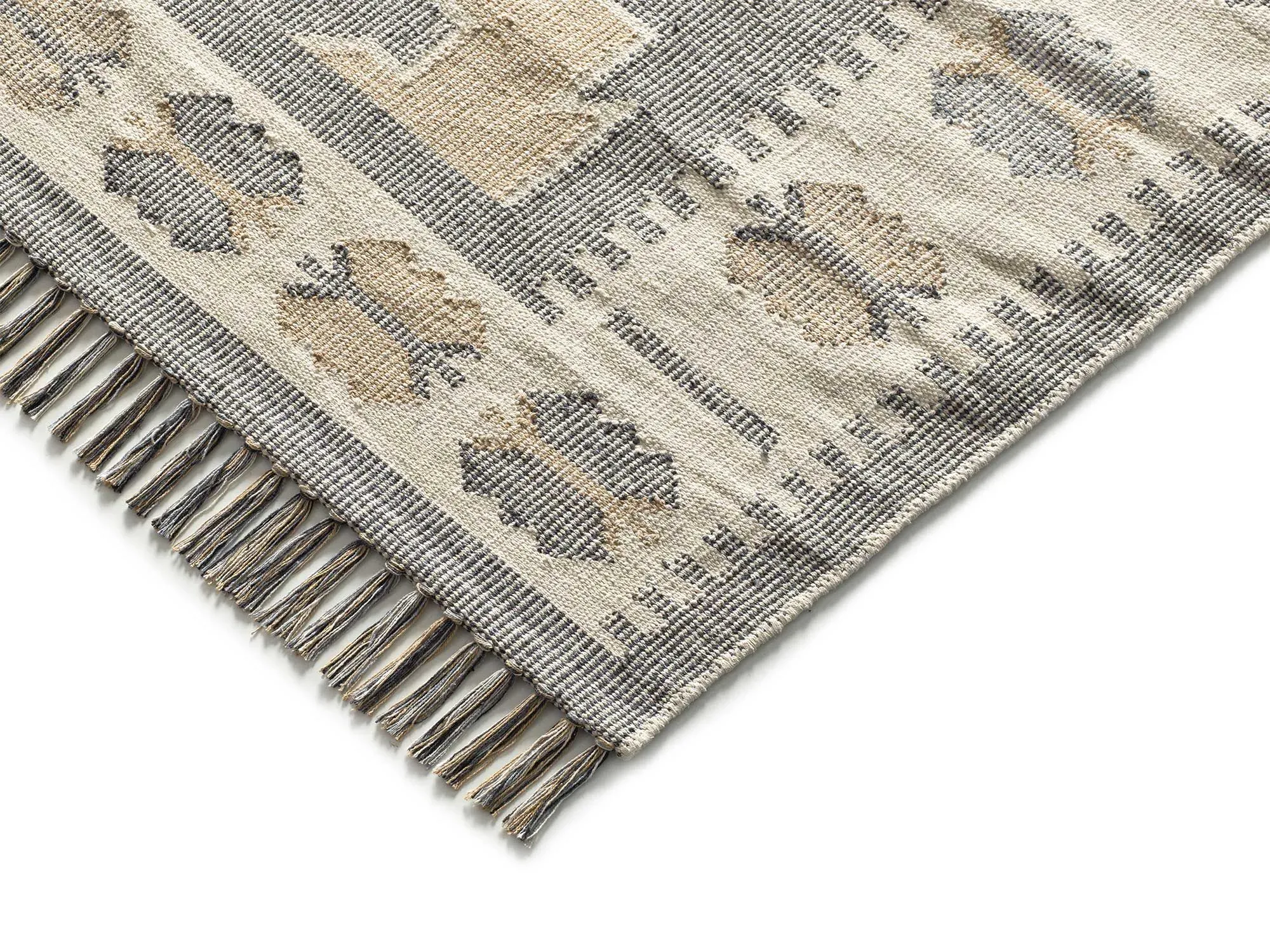 Illustration numéro 3 du produit Tapis en coton ethnique gris/beige  120x170 cm