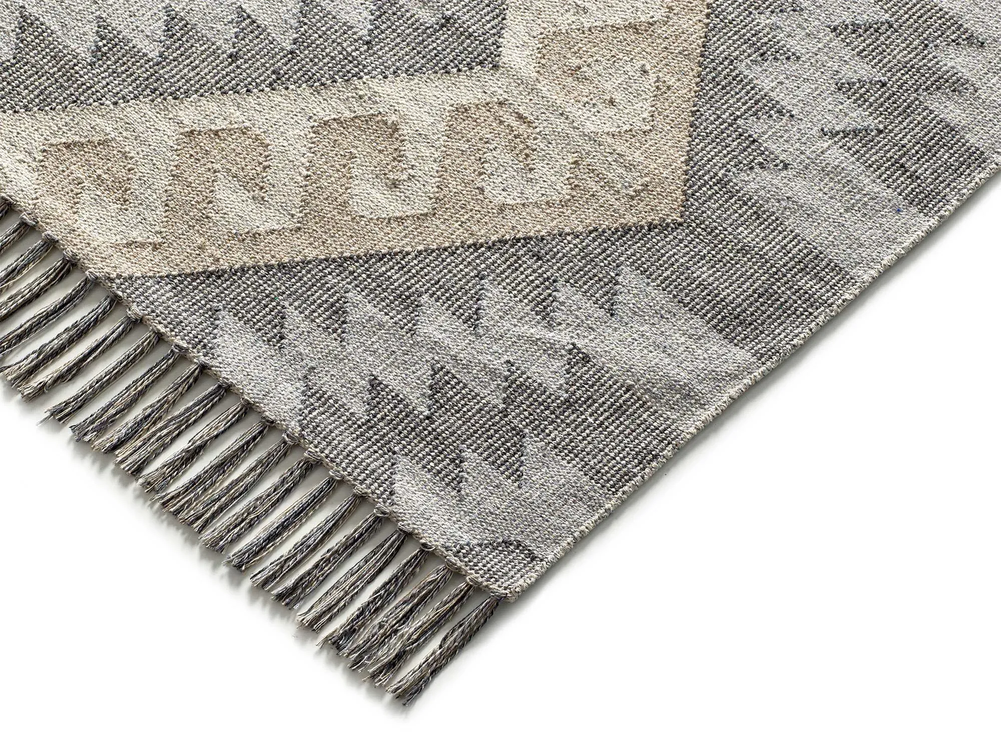 Illustration numéro 3 du produit Tapis en coton ethnique gris/beige  120x170 cm