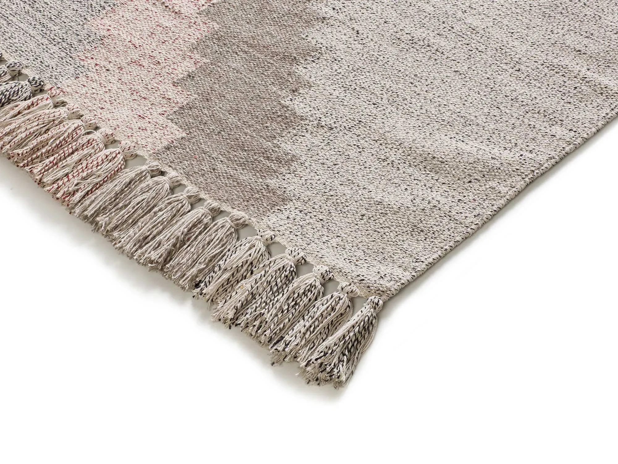 Illustration numéro 3 du produit Tapis en coton ethnique taupe/rose/vert  120x170 cm