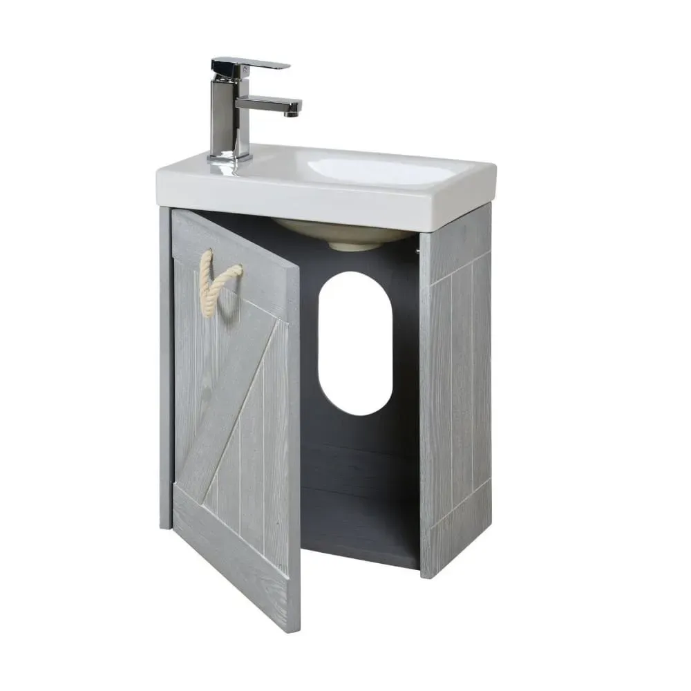 Illustration numéro 3 du produit Meuble lave-mains gris + robinet