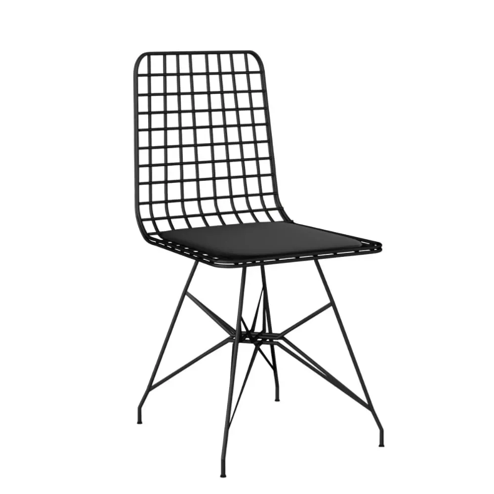 Illustration numéro 3 du produit Ensemble repas table et chaises industriel bois et noir