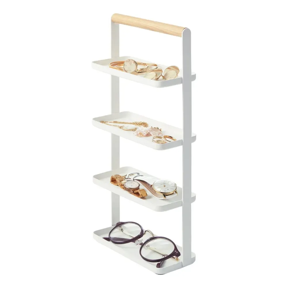 Illustration numéro 3 du produit Support à accessoires à 4 niveaux H33 cm - Blanc