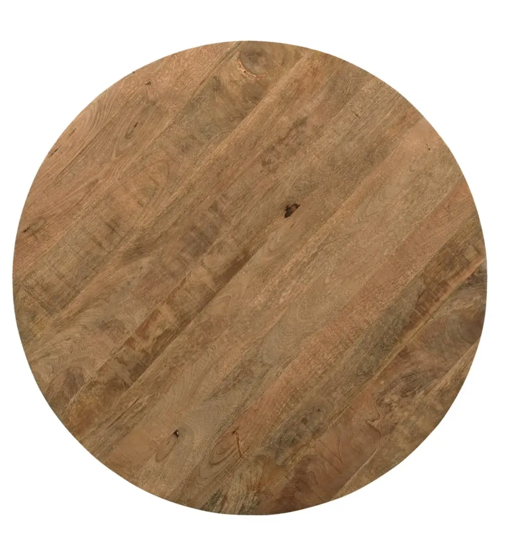 Illustration numéro 3 du produit Table à manger ronde 4 personnes, D.130 cm, Manguier et métal noir