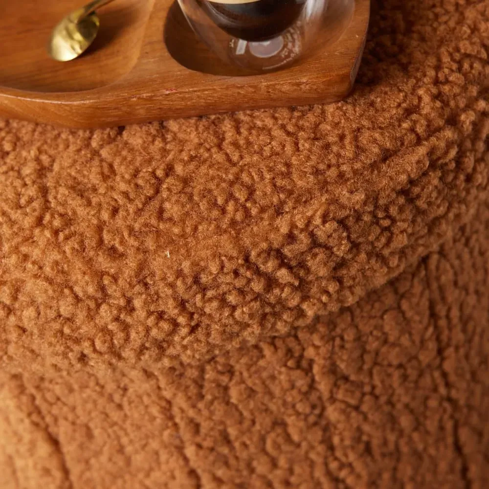 Illustration numéro 3 du produit Pouf coffre rond en tissu bouclette  38x38 cm