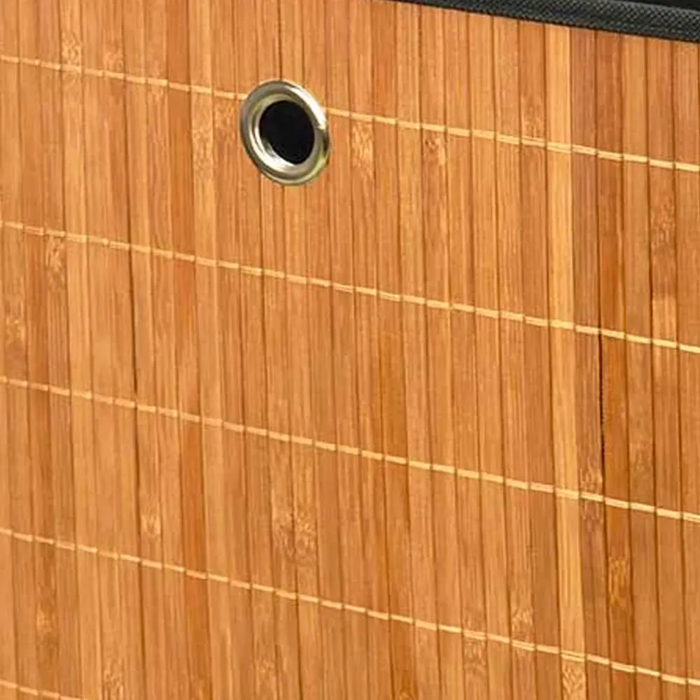 Illustration numéro 3 du produit Boîte de rangement tissu noir et bambou 32x33x33cm