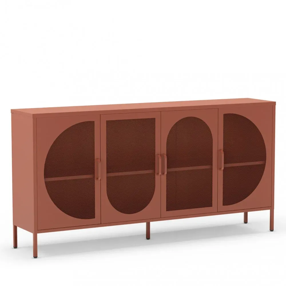 Illustration numéro 3 du produit Buffet 4 portes en métal L160cm - Terracotta