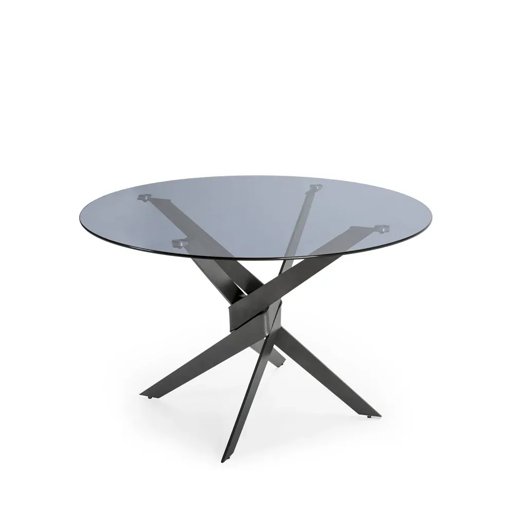 Illustration numéro 3 du produit Table à manger 6 personnes en verre trempé et métal - Noir