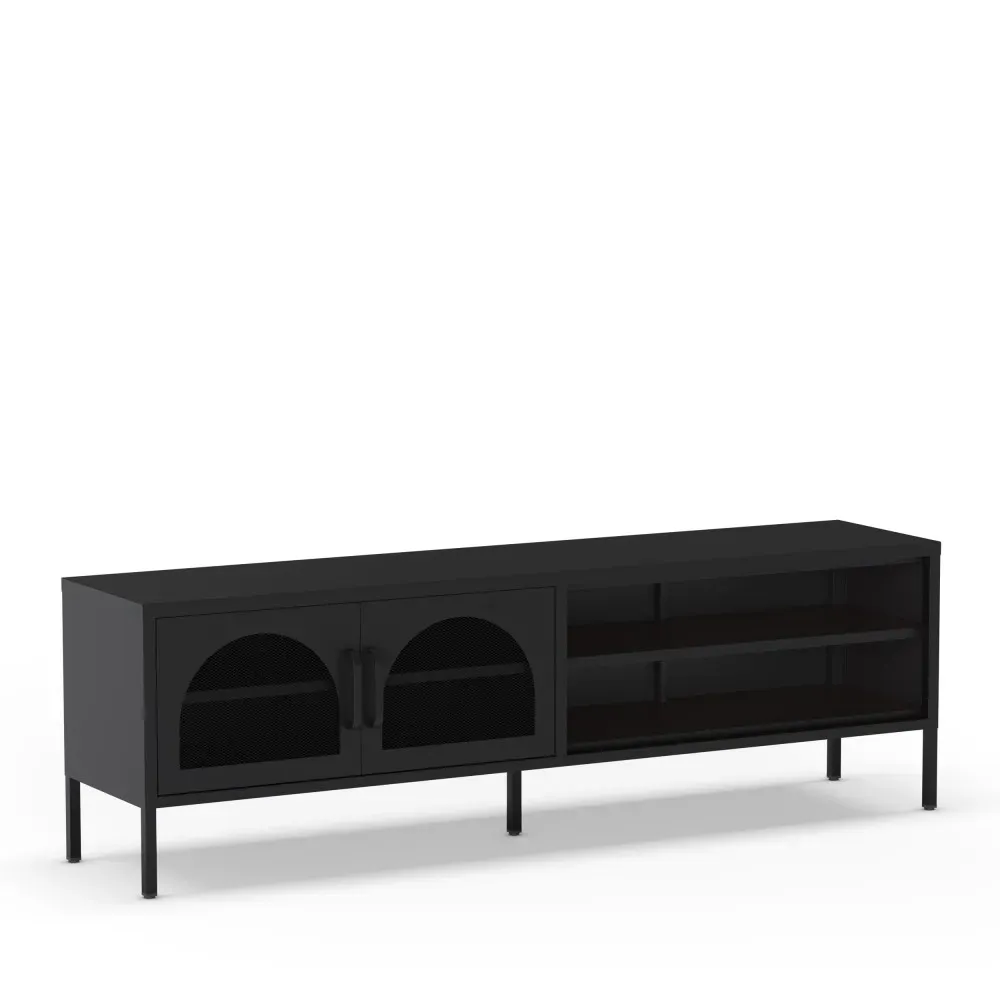 Illustration numéro 3 du produit Meuble TV 2 portes en métal L160cm - Noir
