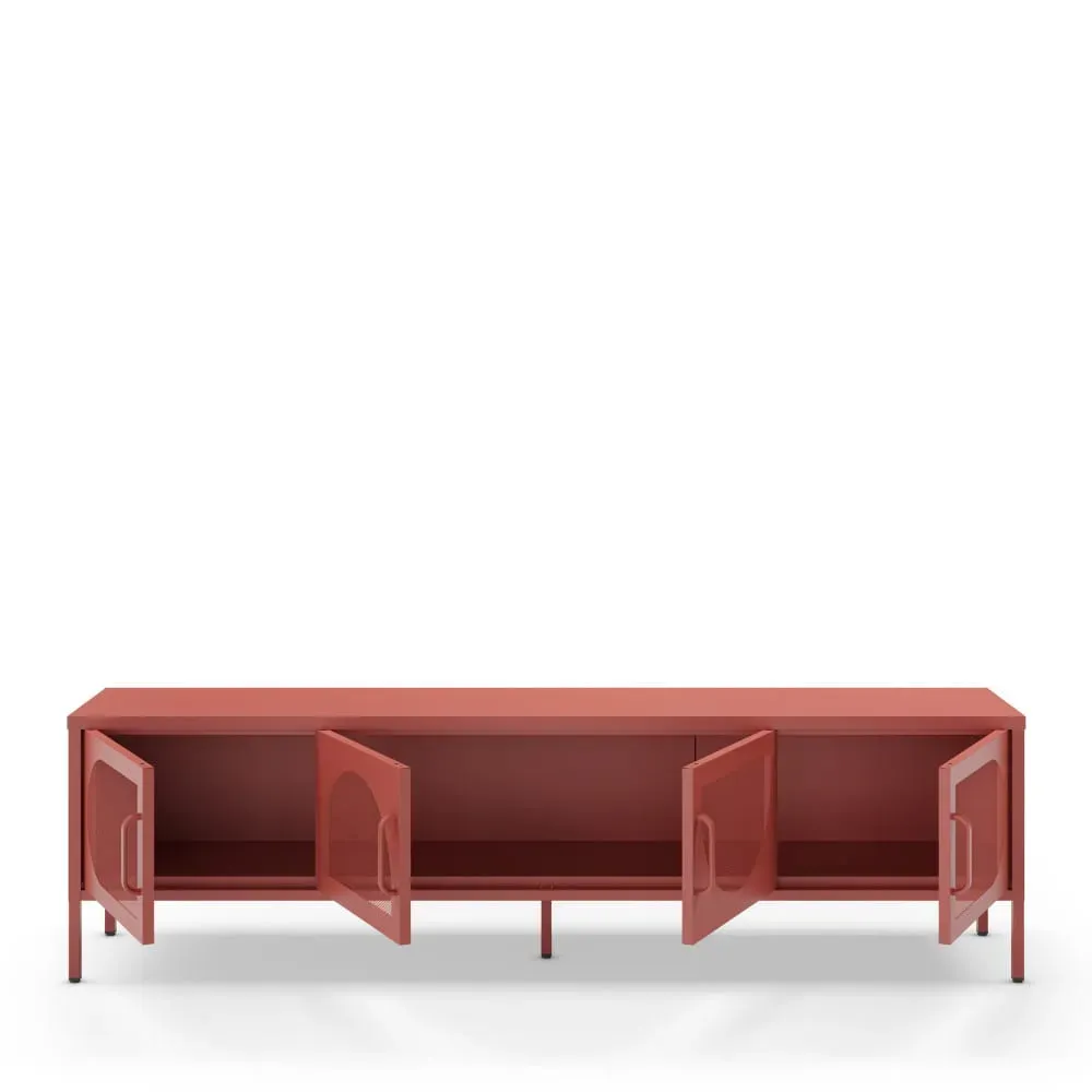 Illustration numéro 3 du produit Meuble TV 4 portes en métal L180cm - Terracotta