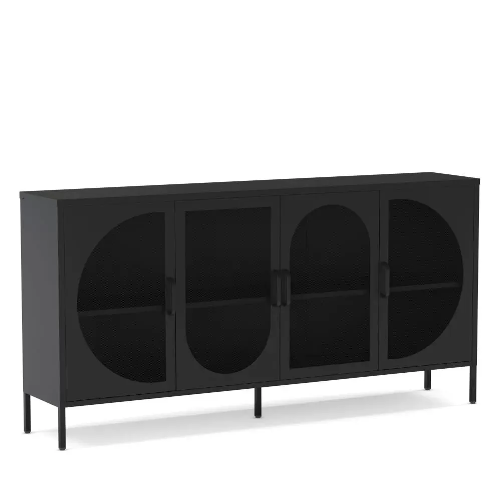 Illustration numéro 3 du produit Buffet 4 portes en métal L160cm - Noir