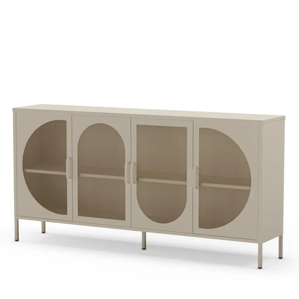 Illustration numéro 3 du produit Buffet 4 portes en métal L160cm - Beige