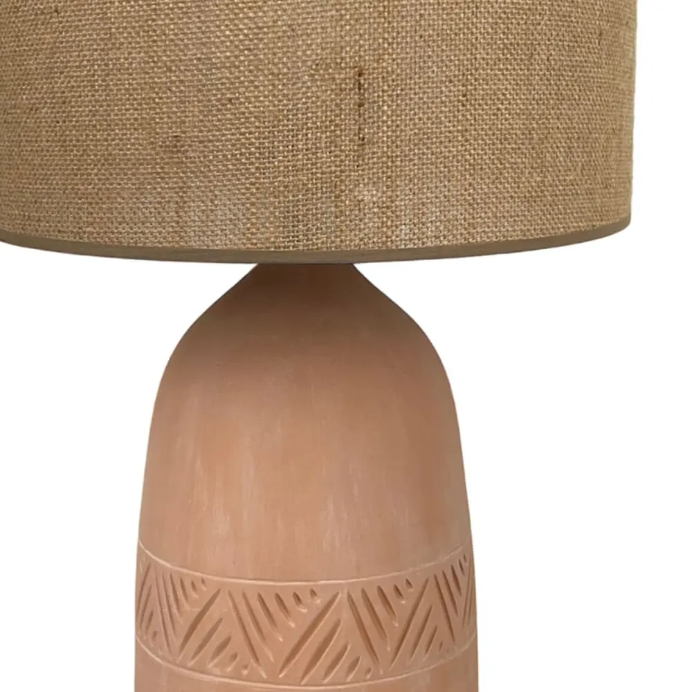 Illustration numéro 3 du produit Lampe inca en terre cuite avec abat-jour jute naturel H. 47cm