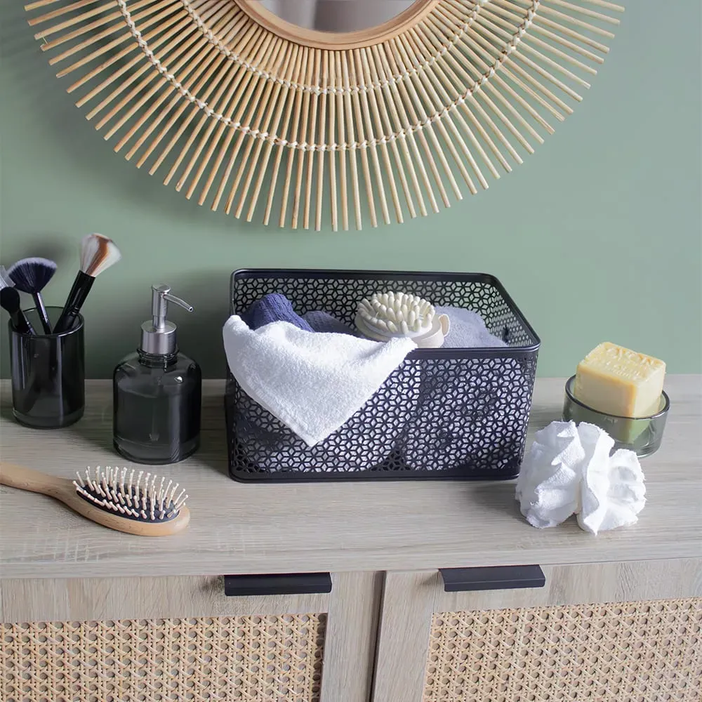 Illustration numéro 3 du produit Lot de 3 paniers de rangement métal noir