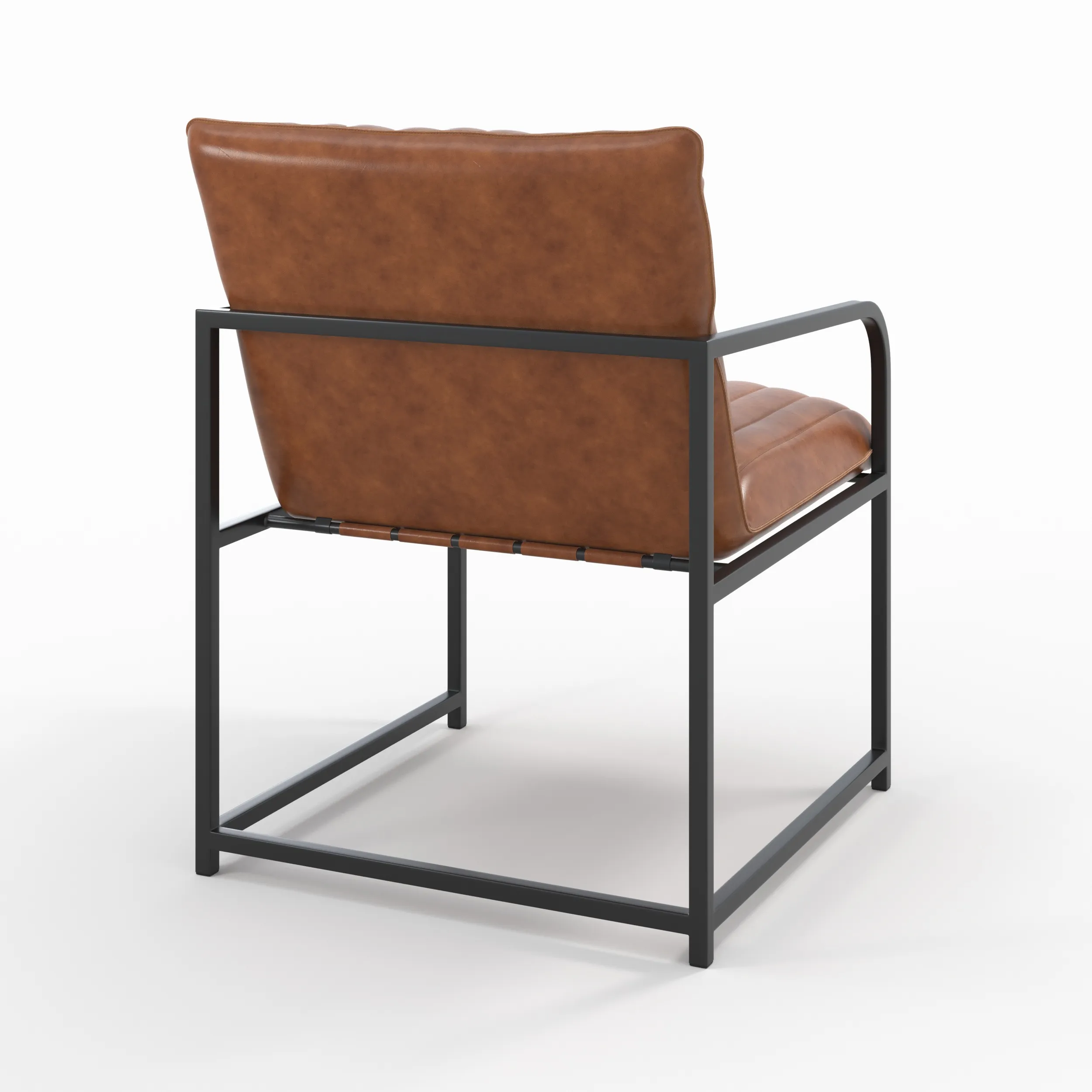 Illustration numéro 3 du produit Fauteuil en cuir de buffle marron et métal noir