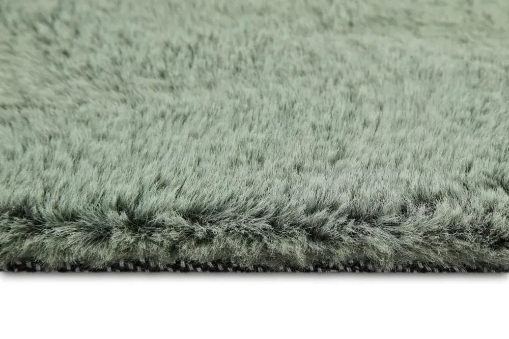 Illustration numéro 3 du produit Tapis imitation fourrure lapin doux tufté vert sauge 80x150