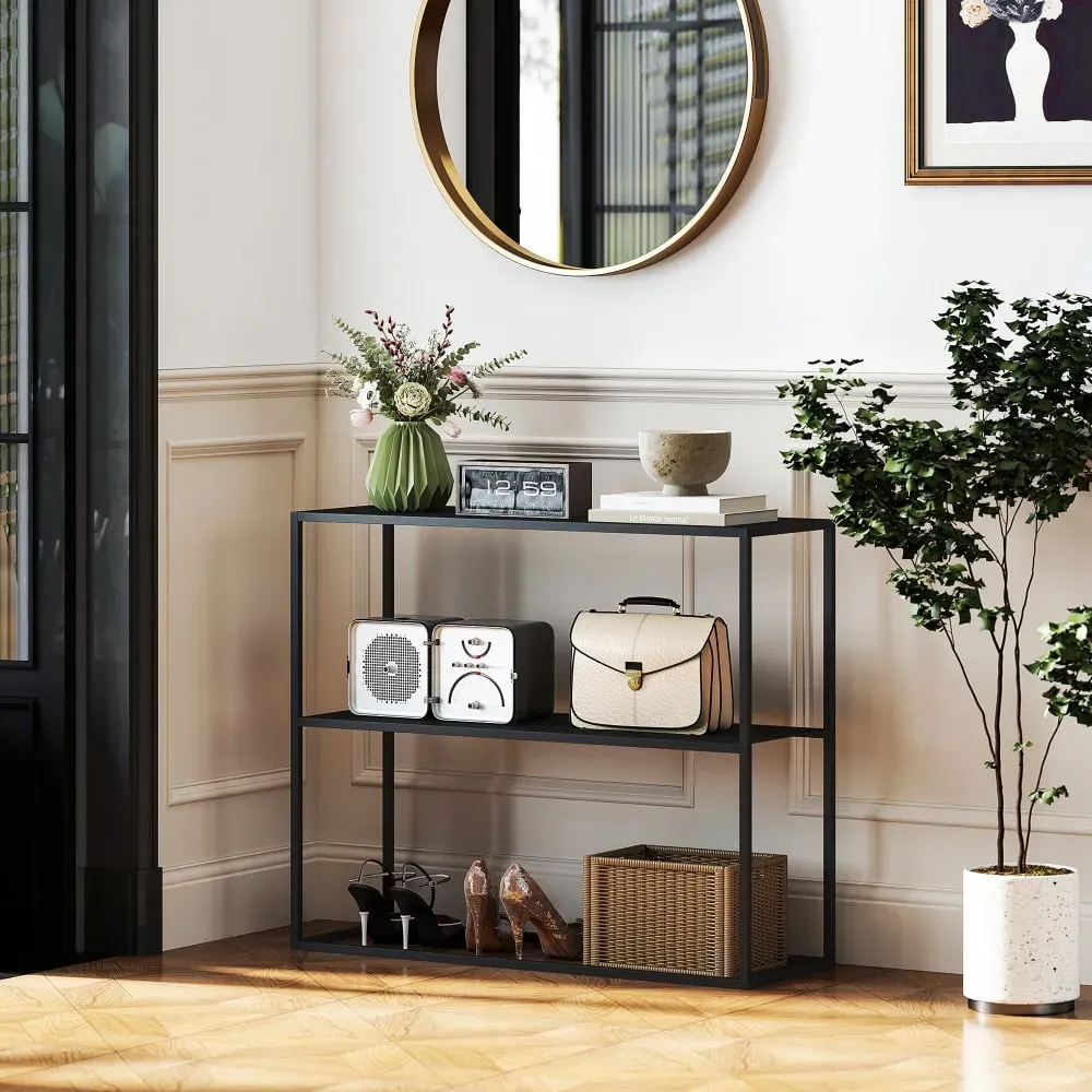 Illustration numéro 3 du produit Console design contemporain étagère - 90L x 30l x 75H cm - acier noir
