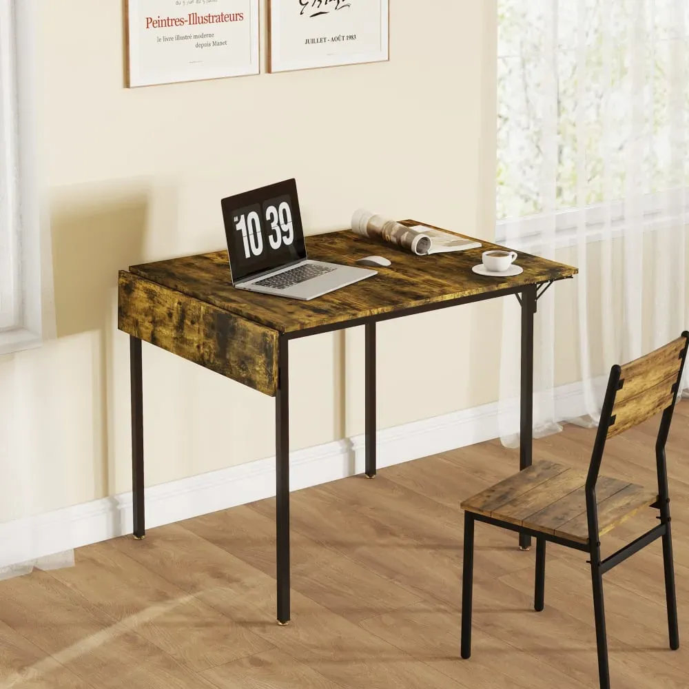 Illustration numéro 3 du produit Table à manger pliable style industriel - 2 rabats - 2 à 4 personnes