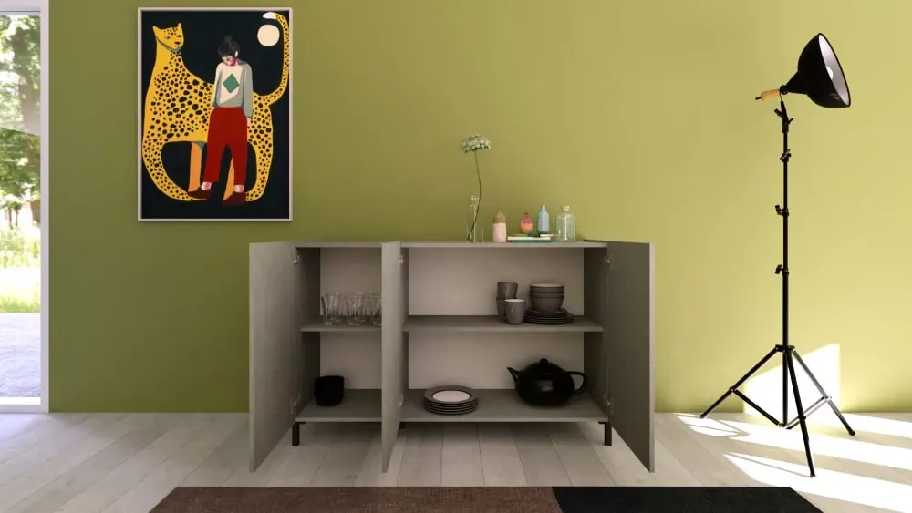 Illustration numéro 3 du produit Buffet bas 3 portes 130x40x84 cm effet bois cachemire