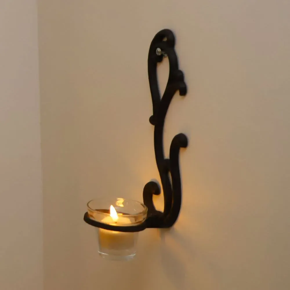 Illustration numéro 3 du produit Bougeoir mural en fonte marron 25 x 10 cm