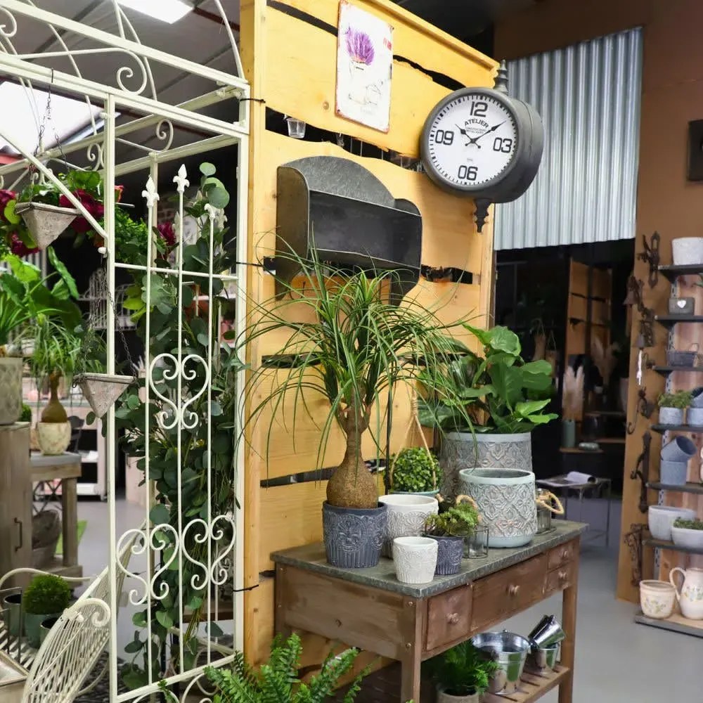 Illustration numéro 3 du produit Horloge murale décorative gare double face vintage métal gris 57 cm