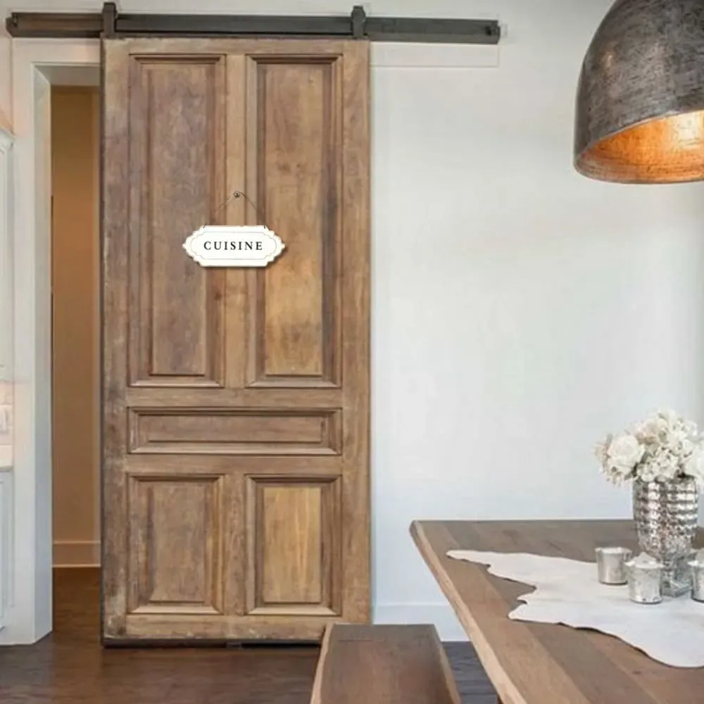 Illustration numéro 3 du produit Plaque de porte décorative vintage cuisine fer blanc noir 12x7cm