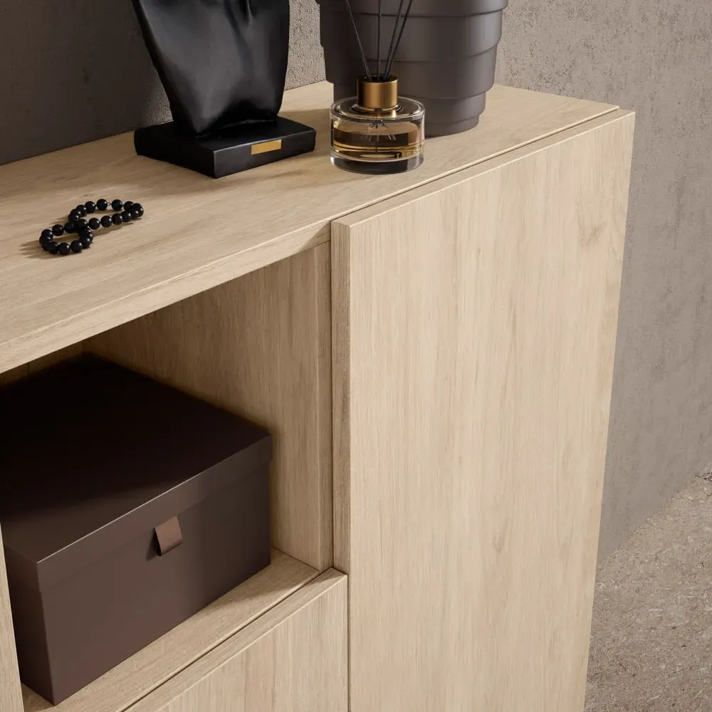 Illustration numéro 3 du produit Meuble à chaussures en mélamine chêne clair pieds verts 87x90x27 cm