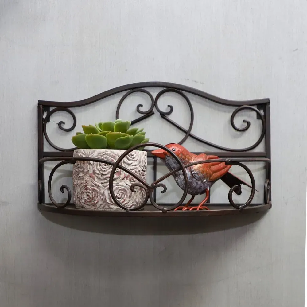 Illustration numéro 3 du produit Etagère murale en métal marron 38 x 17 x 21cm