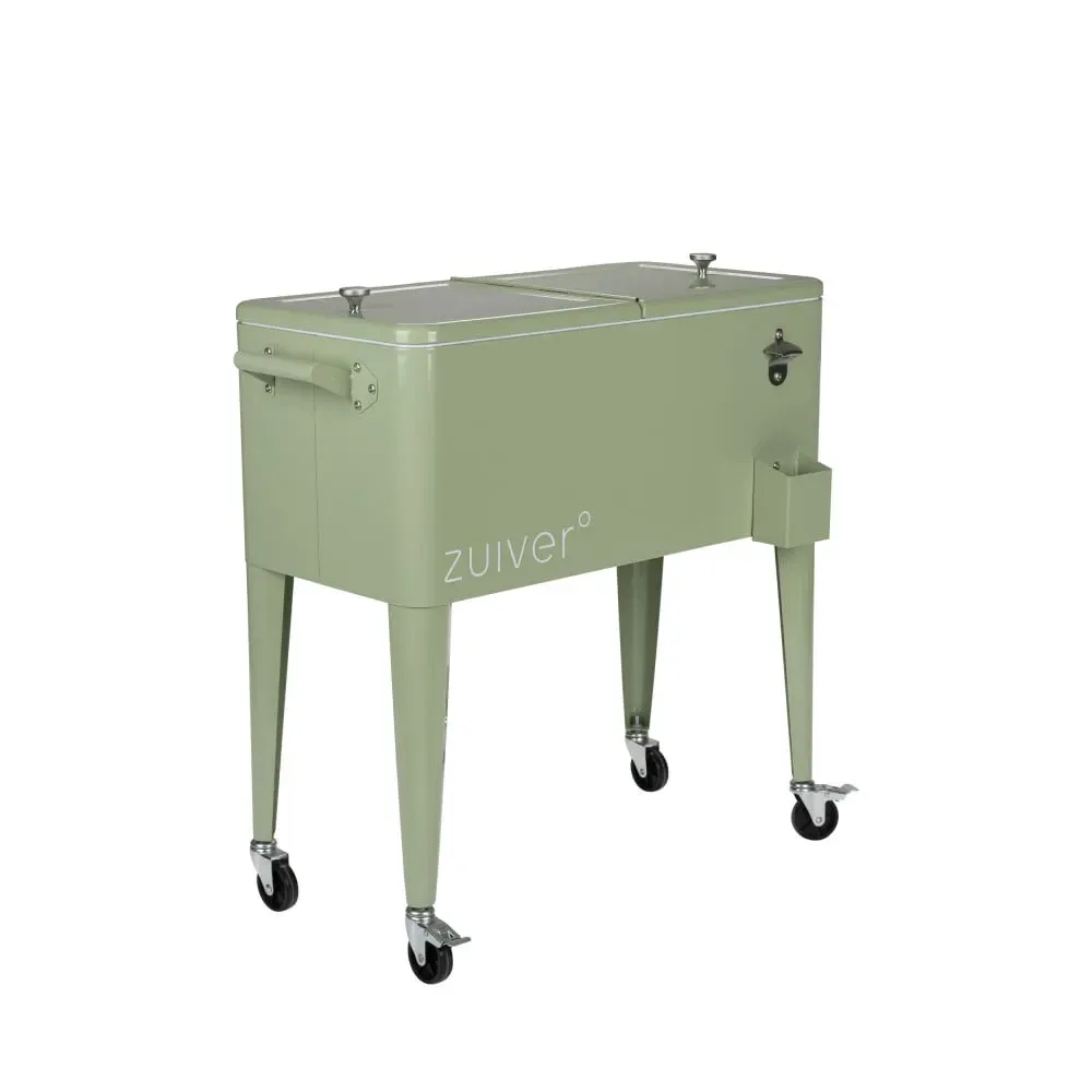 Illustration numéro 3 du produit Glacière à roulettes métal - Vert