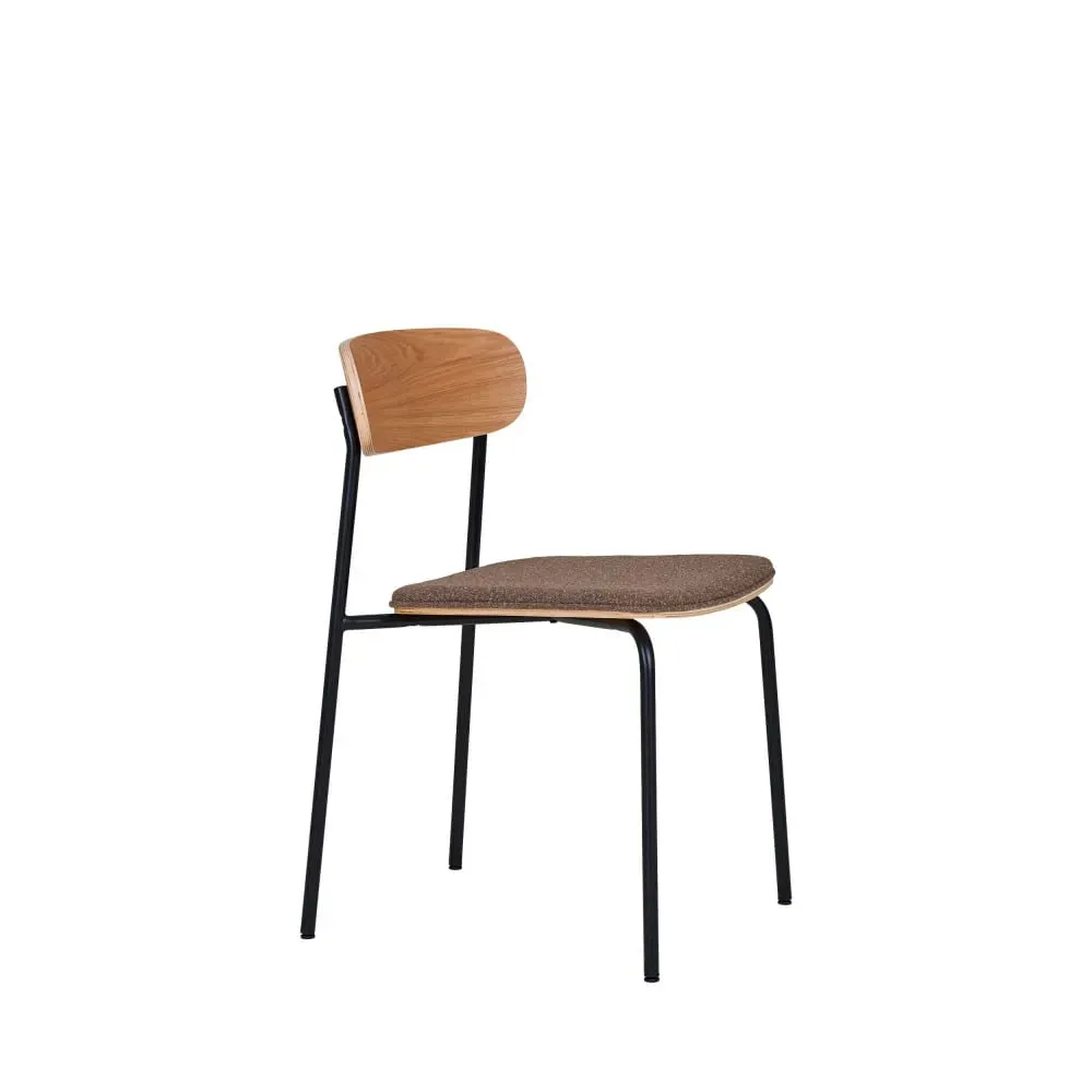 Illustration numéro 3 du produit Lot de 2 chaises en bois, tissu et métal - Marron