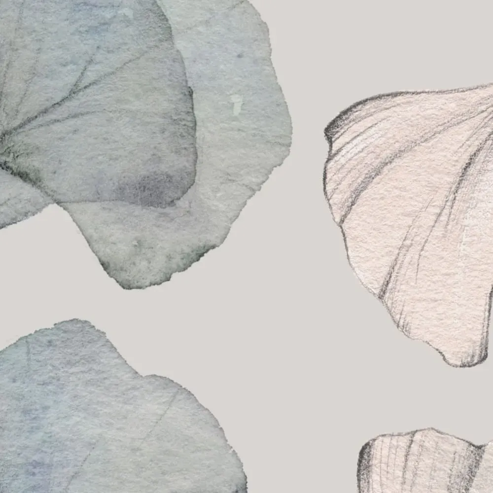 Illustration numéro 3 du produit Papier peint panoramique esprit gingko gris 150x250cm