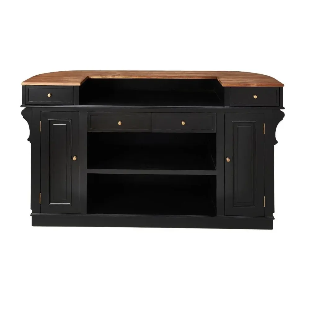 Illustration numéro 3 du produit Comptoir estaminet en acacia massif peint en noir L200 cm