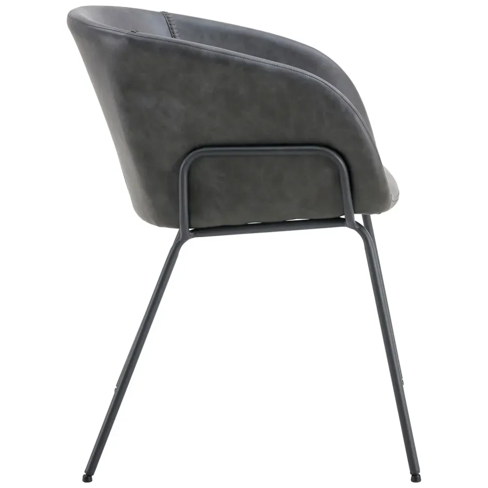 Illustration numéro 3 du produit Lot de 2 chaises en simili gris foncé