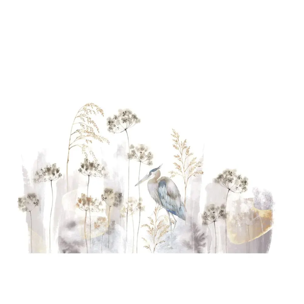 Illustration numéro 3 du produit Papier peint panoramique héron bleu gris clair 225x250cm