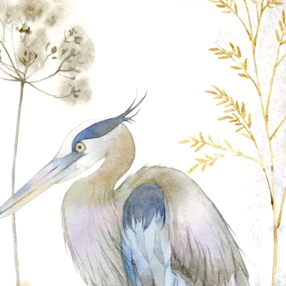 Illustration numéro 3 du produit Papier peint panoramique héron bleu beige 300x250cm