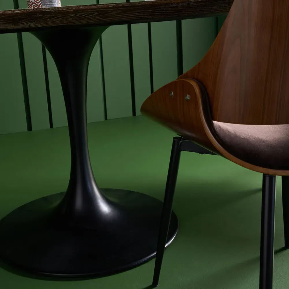 Illustration numéro 3 du produit Table à manger en chêne, métal et pierre bleue L180 cm