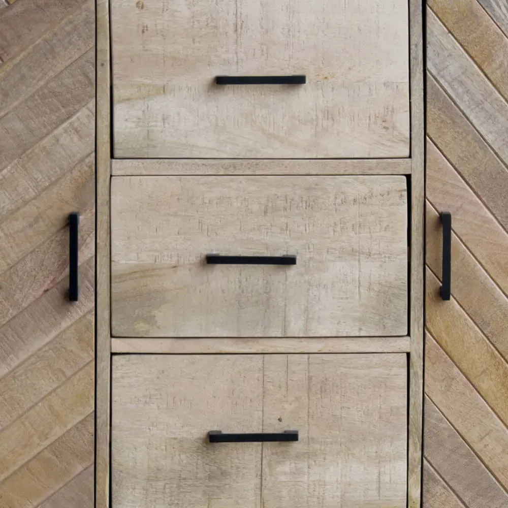 Illustration numéro 3 du produit Bahut  2 portes 3 tiroirs en manguier massif