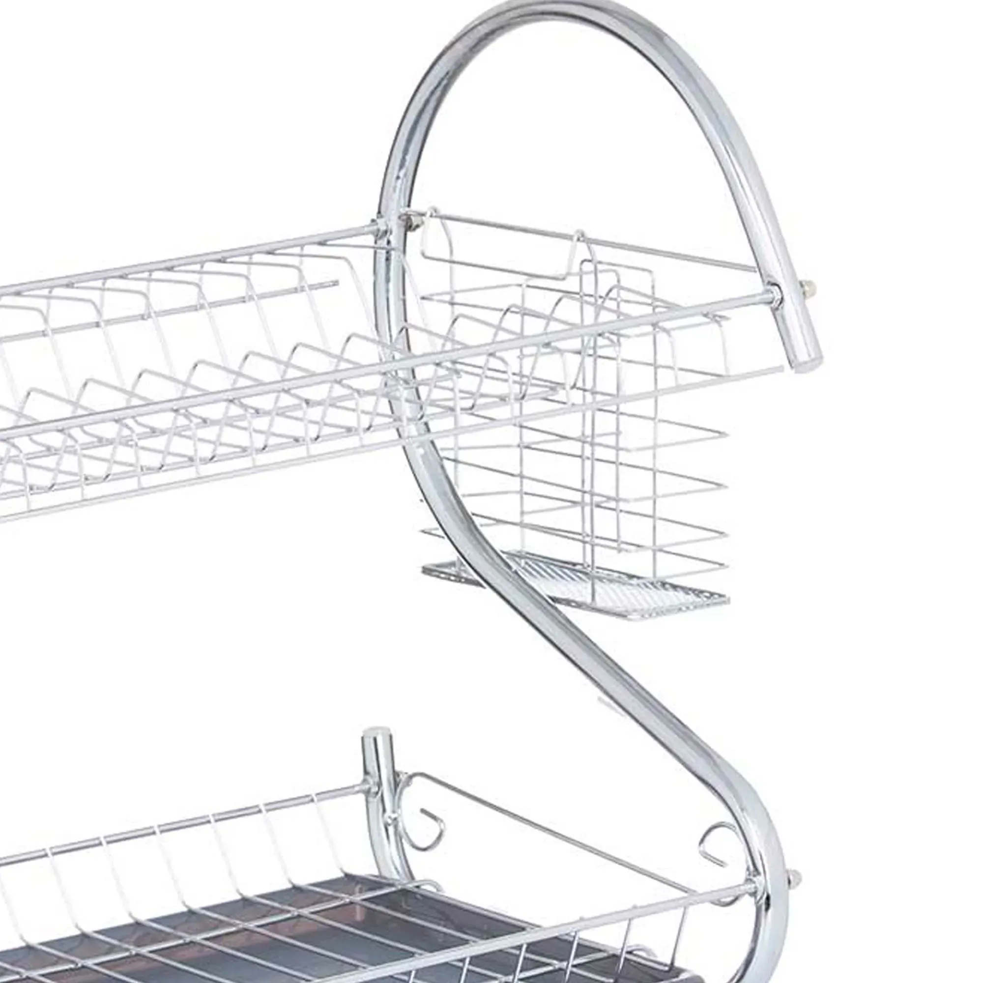 Illustration numéro 3 du produit Égouttoir à vaisselle 2 étages plateau gris 45.5x24.5x37.5cm