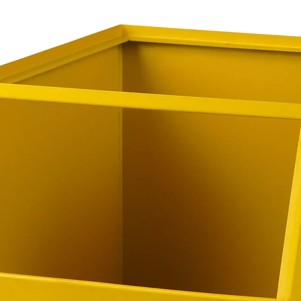 Illustration numéro 3 du produit Casier de rangement en métal jaune empilable avec étiquette 32x23x21cm